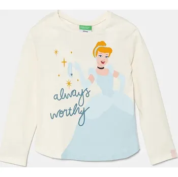 Dětské bavlněné tričko s dlouhým rukávem United Colors of Benetton béžová barva, 3ATNG10H8 3ATNG10H8.P.Seasonal 01X, vel. 82