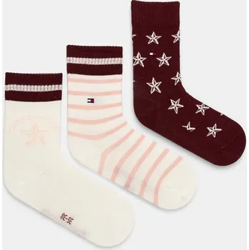 Pánské oblečení Dětské ponožky Tommy Hilfiger 3-pack 701229875.G.9BYH burgundské 83X, vel. 35/38