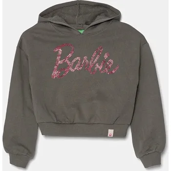 Chlapecká mikina Dětská bavlněná mikina United Colors of Benetton šedá barva, s kapucí, s aplikací, 3J68C204C 3J68C204C.G.Seasonal 90X, vel. 168