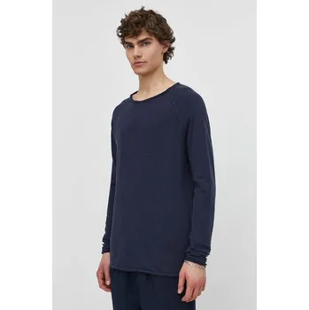 Bavlněné tričko s dlouhým rukávem American Vintage T-SHIRT ML COL ROND MSON24GE24 námořnická modř 59X, vel. S