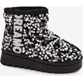 Dětská běžecká obuv Boto Dětské sněhule boty zateplené s flitry ERebbica Barva: Stříbrná, Velikost: 29