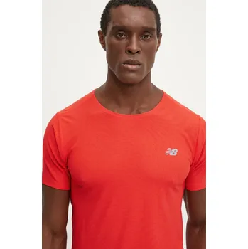 Pánské tričko Běžecké tričko New Balance Athletics Jacquard MT41281NEF červená 33X, vel. XL