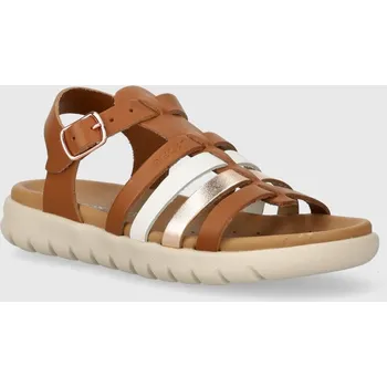 Dívčí obuv Dětské kožené sandály Geox SOLEIMA J35GSB.043CF.28.35 hnědá 82X, EUR 31