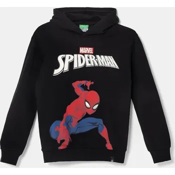 Chlapecká mikina Dětská bavlněná mikina United Colors of Benetton černá barva, s kapucí, s potiskem, 3J68C2044 3J68C2044.G.Seasonal 99X, vel. 168