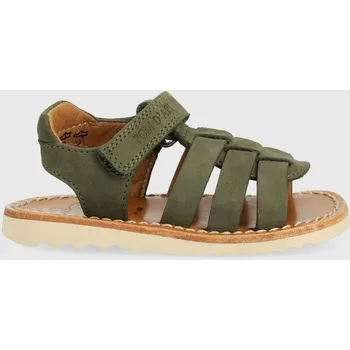 Dívčí obuv Dětské semišové sandály Pom D'api zelená barva O1ECAC0403.20.23 91X, EUR 20