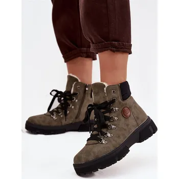 Dámské kozačky Boto Zateplené dámské trapery na platformě Zaraine Barva: Zelená, Velikost: 39