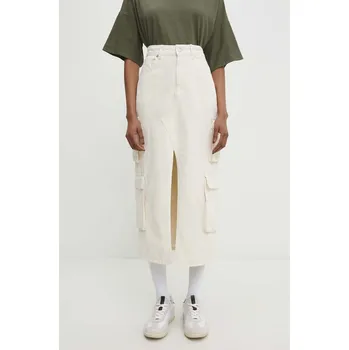 Dámská sukně Džínová sukně Answear.LAB bílá barva, midi, áčková 80858.td 00X, vel. L