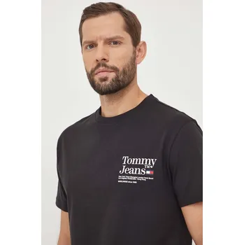 Pánské tričko Bavlněné tričko Tommy Jeans černá barva, s potiskem, DM0DM18870 99X, vel. S