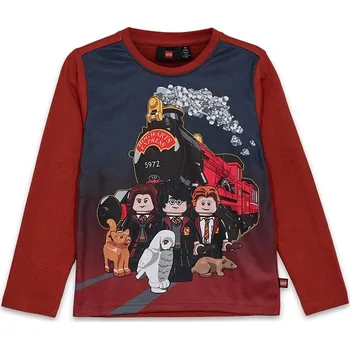 Chlapecké tričko Dětské bavlněné tričko s dlouhým rukávem Lego LWTANO 706 vínová barva, s potiskem, 12011280 83X, vel. 152