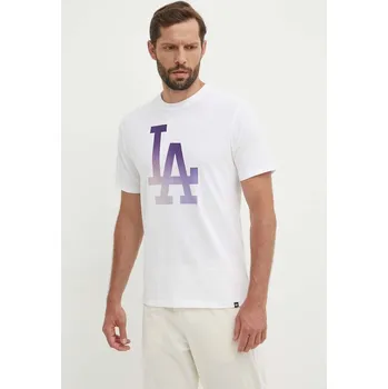 Bavlněné tričko 47 brand MLB Los Angeles Dodgers bílá barva, s potiskem, BB012TEMECH618800WW 00X, vel. S