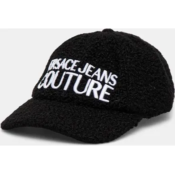Čepice Čepice s vlněnou směsí Versace Jeans Couture černá barva, s aplikací, 77HAZK10 ZSB12 77HAZK10.ZSB12 99X, vel. ONE SIZE