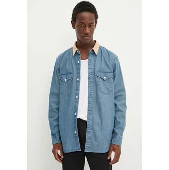 Pánská košile Džínová košile Levi's pánská, hnědá barva, relaxed, s klasickým límcem, A1919 05A, vel. S