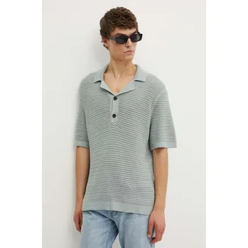 Pánské tričko Bavlněné polo tričko Abercrombie & Fitch šedá barva KI120.4118.120 90X, vel. M