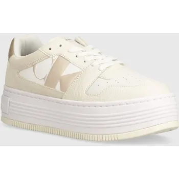 Pánská obuv Sneakers boty Calvin Klein Jeans BOLD PLATF LOW LACE MIX NBS MTR YW0YW01482 béžová 01X, EUR 40