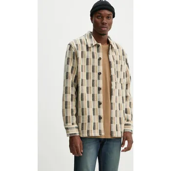 Vlněná košile A.P.C. surchemise stanley WVBDG.H02989 béžová 02A, vel. M