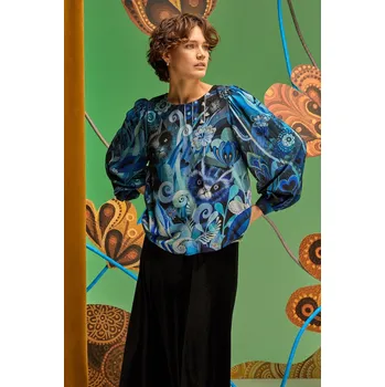 Dámská halenka Halenka Medicine dámská, tmavomodrá barva, vzorovaná RW24.BDDB53 59A, vel. S