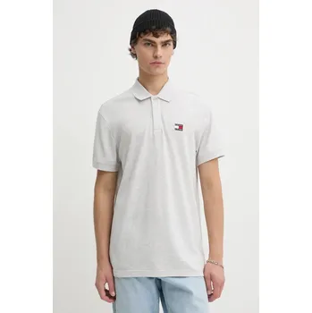 Bavlněné polo tričko Tommy Jeans šedá barva, DM0DM19622 09X, vel. S