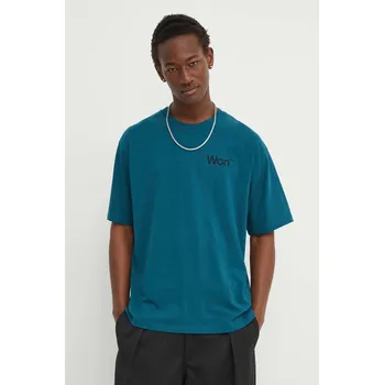 Pánská móda Bavlněné tričko Won Hundred 3101.12063 tyrkysová 69X, vel. S