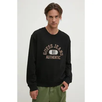 Pánská mikina Mikina Guess Jeans pánská, černá barva, s potiskem, M4BQ06 K9V31 M4BQ06.K9V31 99X, vel. M