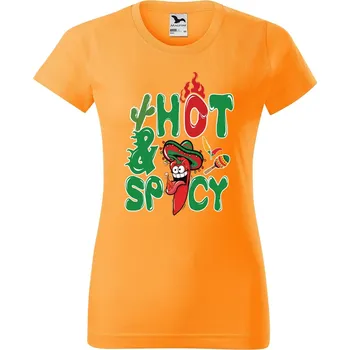 Dámské tričko s potiskem Chilli papričky Barva trička: Tangerine orange - A2, Velikost: XL