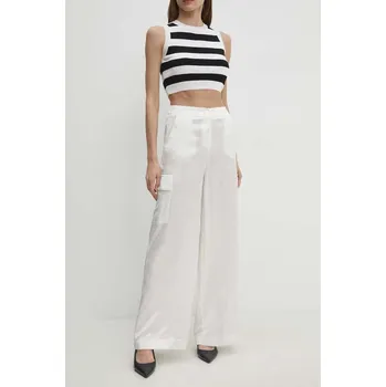 Dámské kalhoty Kalhoty Answear.LAB dámské, béžová barva, široké, high waist pk2381.ijs 01X, vel. S