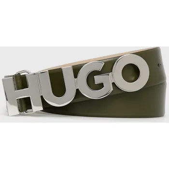 Opasek Kožený pásek HUGO dámský, zelená barva, 50470629 87X, vel. 75