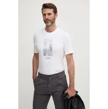 Pánské oblečení Bavlněné tričko Calvin Klein K10K113588 bílá 00X, vel. M