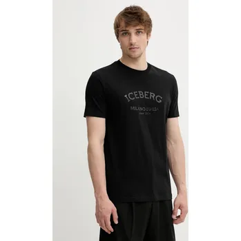 Pánské tričko Bavlněné tričko Iceberg F02N.6325 černá 99A, vel. S