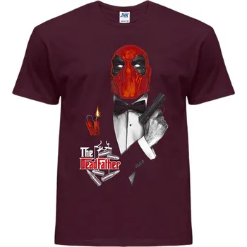 Pánské tričko levne-bavlnene-tricko-potisk-kmotr-Dead-Pool Barva: Burgundy - vínová, velikost: XS