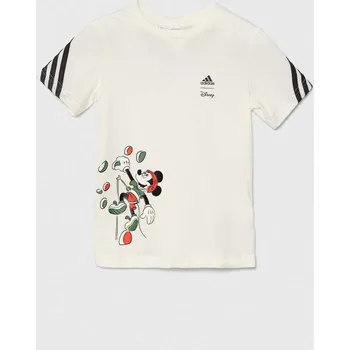 Dětské bavlněné tričko adidas I DY MM T IW0661 béžová 01X, vel. 74