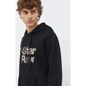 Pánská mikina Bavlněná mikina G-Star pánská, černá barva, s kapucí, s potiskem D24664.D390 99X, vel. S