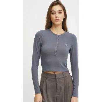 Pánské tričko Tričko s dlouhým rukávem Abercrombie & Fitch modrá barva, KI139-4667 KI139.4667.221 95X, vel. L