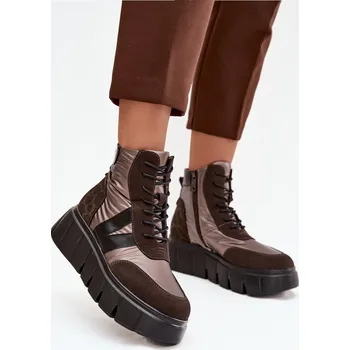 Dámské kozačky Dámské zateplené kotníkové boty na platformě Vinceza 58562 Barva: Béžová, Velikost: 38