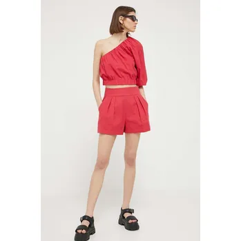 Pánské kraťasy Plátěné kraťasy Abercrombie & Fitch růžová barva, hladké, high waist KI149.3226.635 30D, vel. XL