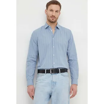 Pánská košile Bavlněná košile Sisley slim, s klasickým límcem 5B8SSQ03A modrá 55X, vel. 38