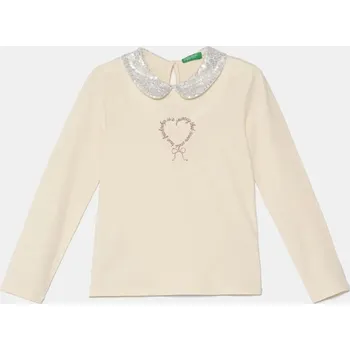 Dětské tričko s dlouhým rukávem United Colors of Benetton béžová barva, s límečkem, 3Q8DG10H2 3Q8DG10H2.P.Seasonal 01X, vel. 90