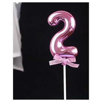 Jedlá dekorace na dort Zápich do dortu růžový číslo 2 - Cakesicq