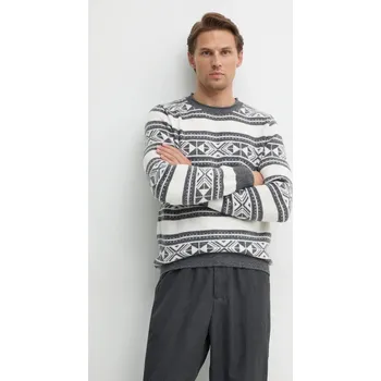 Pánský svetr Svetr z vlněné směsi Guess EZEKIEL pánský, šedá barva, M4BR20.Z3HE2 90X, vel. L