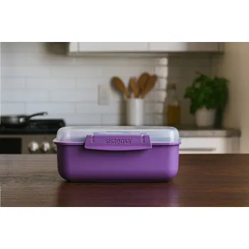 Dóza na potraviny Sistema Krabička na ohřev jídla Microwave Rectangle 1,25 l, fialová