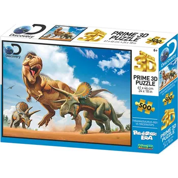 Puzzle PRIME 3D PUZZLE - T - rex versus Triceratops 500 dílků