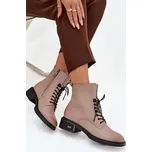 Dámské kotníkové boty z pravé kůže na nízkém podpatku zateplené Vinceza 39955 Barva: Béžová, Velikost: 37