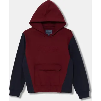 Dámská mikina Mikina Guess vínová barva, s kapucí, vzorovaná, L4BQ05 KAD74 L4BQ05.KAD74.9BYH 83X, vel. 147-157