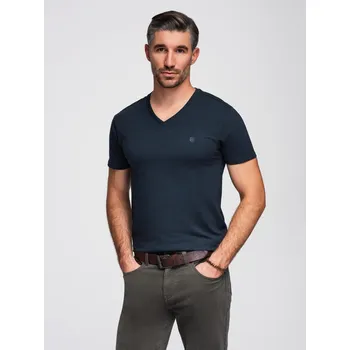 Pánské tričko Pánské tričko V-NECK s elastanem - tmavě modré V2 OM-TSCT-0106 - XL