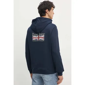 Pánská mikina Bavlněná mikina Pepe Jeans SEDRIC P pánská, tmavomodrá barva, s kapucí, s potiskem, PM582710 59X, vel. L