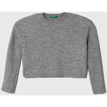 Dívčí svetr Dětský svetr United Colors of Benetton šedá barva, lehký 1VH9C104S.G.SEASONAL 90X, vel. 168
