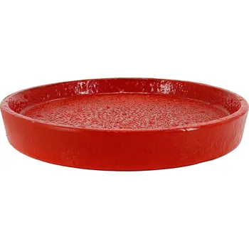Clay - II.jakost Keramický dekorační tácek Luma, 18×18×2,5 cm – červený lesklý, II.jakost