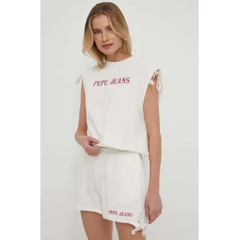 Bavlněný top Pepe Jeans Kendall béžová barva, PL581424 01X, vel. L