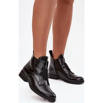 Dámské kozačky S.Barski Lakované zateplené dámské boty s ozdobným detailem S.Барски HY52-525 Barva: Černá, Velikost: 40