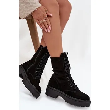 Dámské kozačky Dámské workery z pravé nubukové kůže s vyhříváním Zazoo 4213 Barva: Černá, Velikost: 38