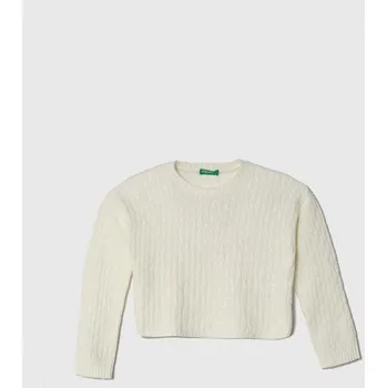 Dívčí svetr Dětský svetr United Colors of Benetton bílá barva, lehký 1VH9C104S.G.SEASONAL 00X, vel. 130